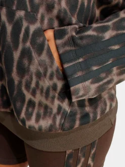 adidas Animal Seasonal Essentials Leopard Print French Terry Hoodie With 3-Stripes
