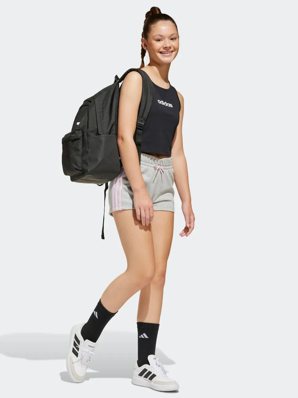 adidas Black Chrome Classic 3 Bar Logo Backpack