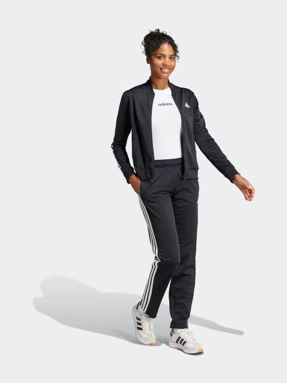 adidas Black Essentials 3-Stripes Tracksuit