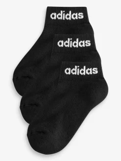 adidas Black Linear Ankle Cushioned Socks 3 Pack