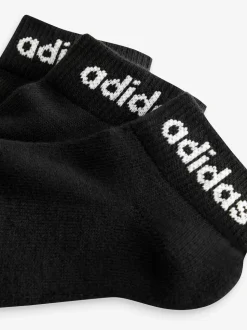 adidas Black Linear Ankle Cushioned Socks 3 Pack