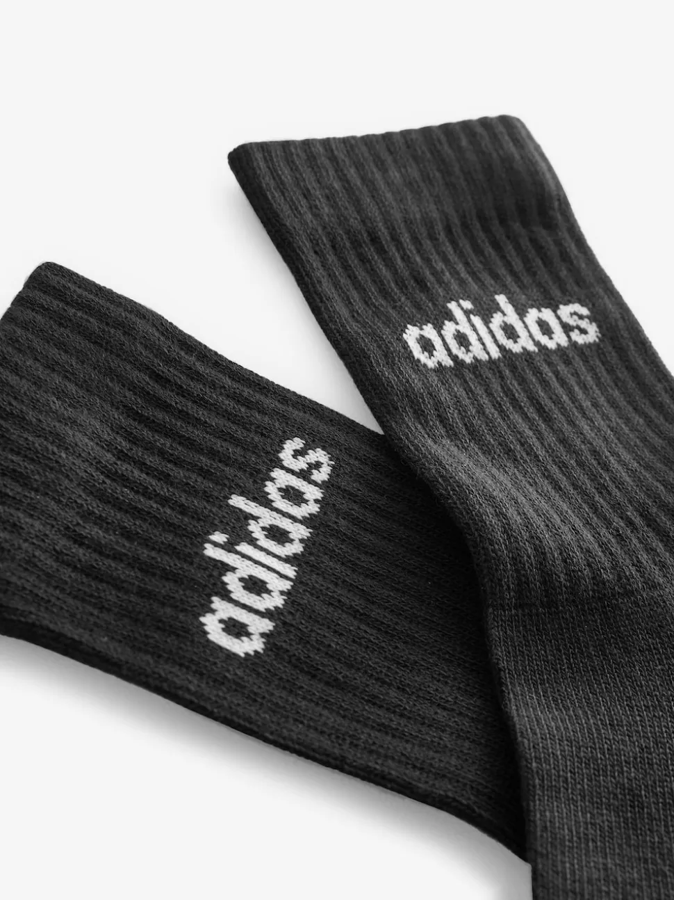 adidas Black Linear Crew Cushioned Socks 3 Pack