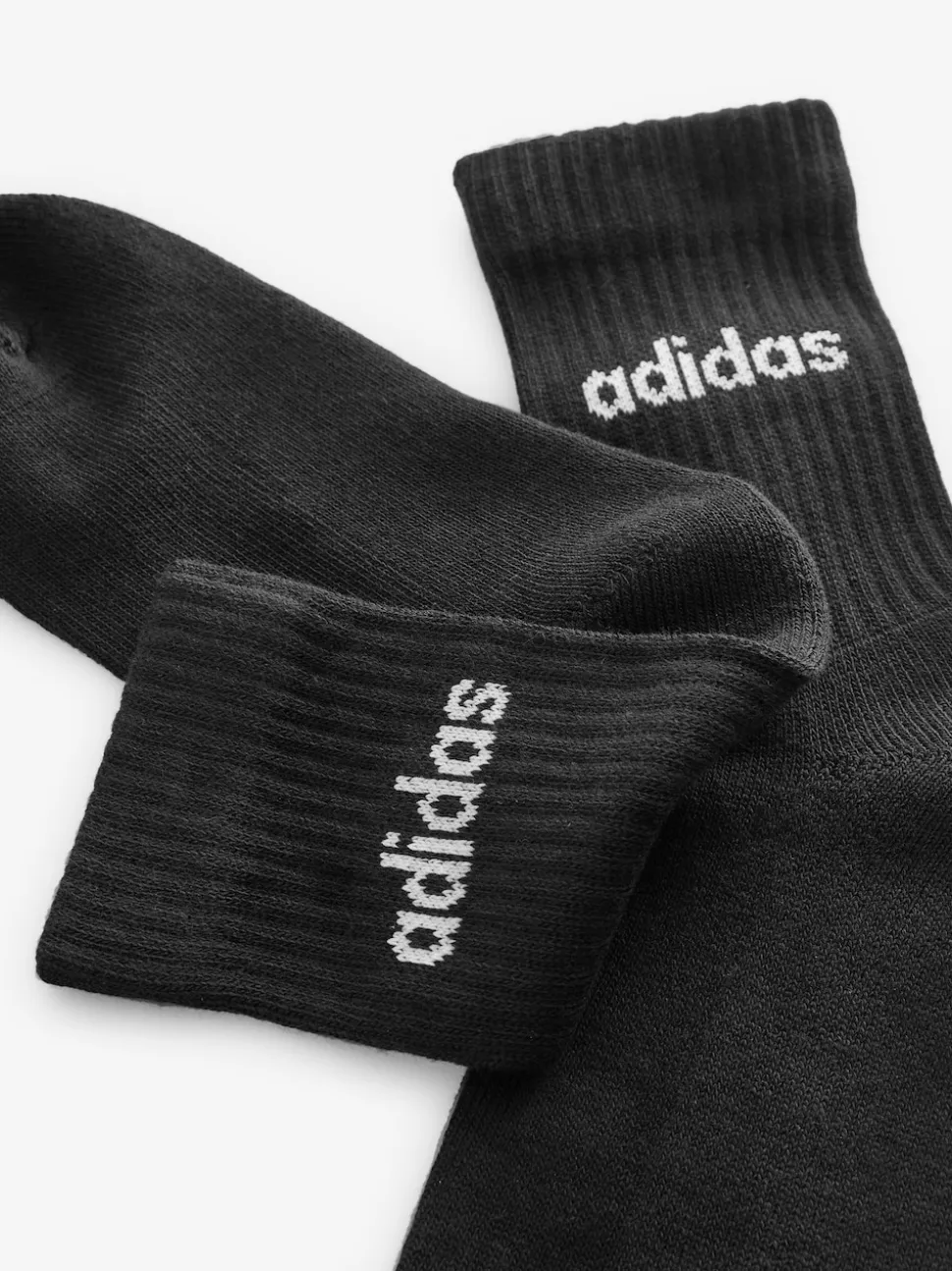 adidas Black Linear Crew Cushioned Socks 3 Pack