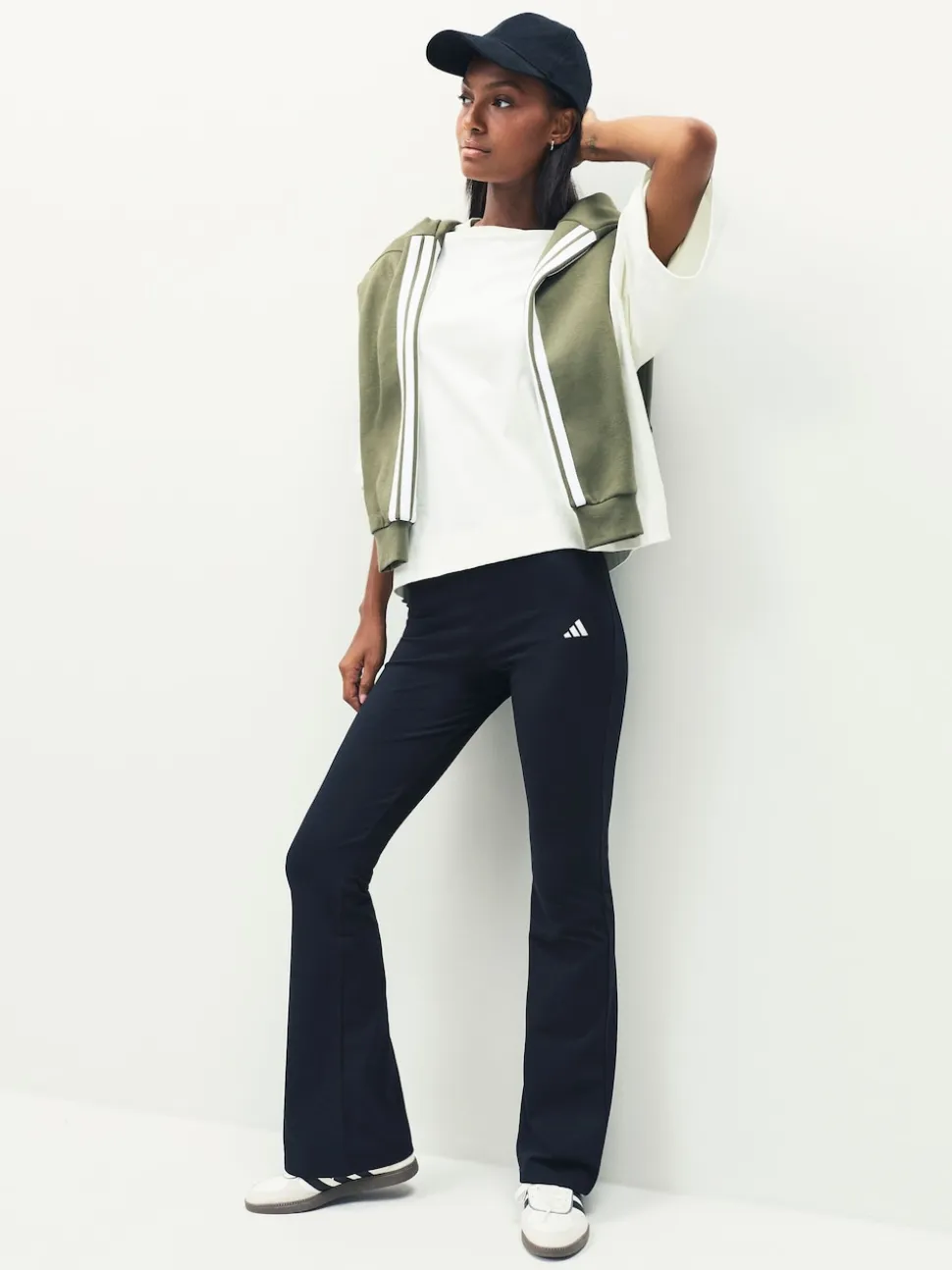 adidas Black Small Logo Flare Leggings