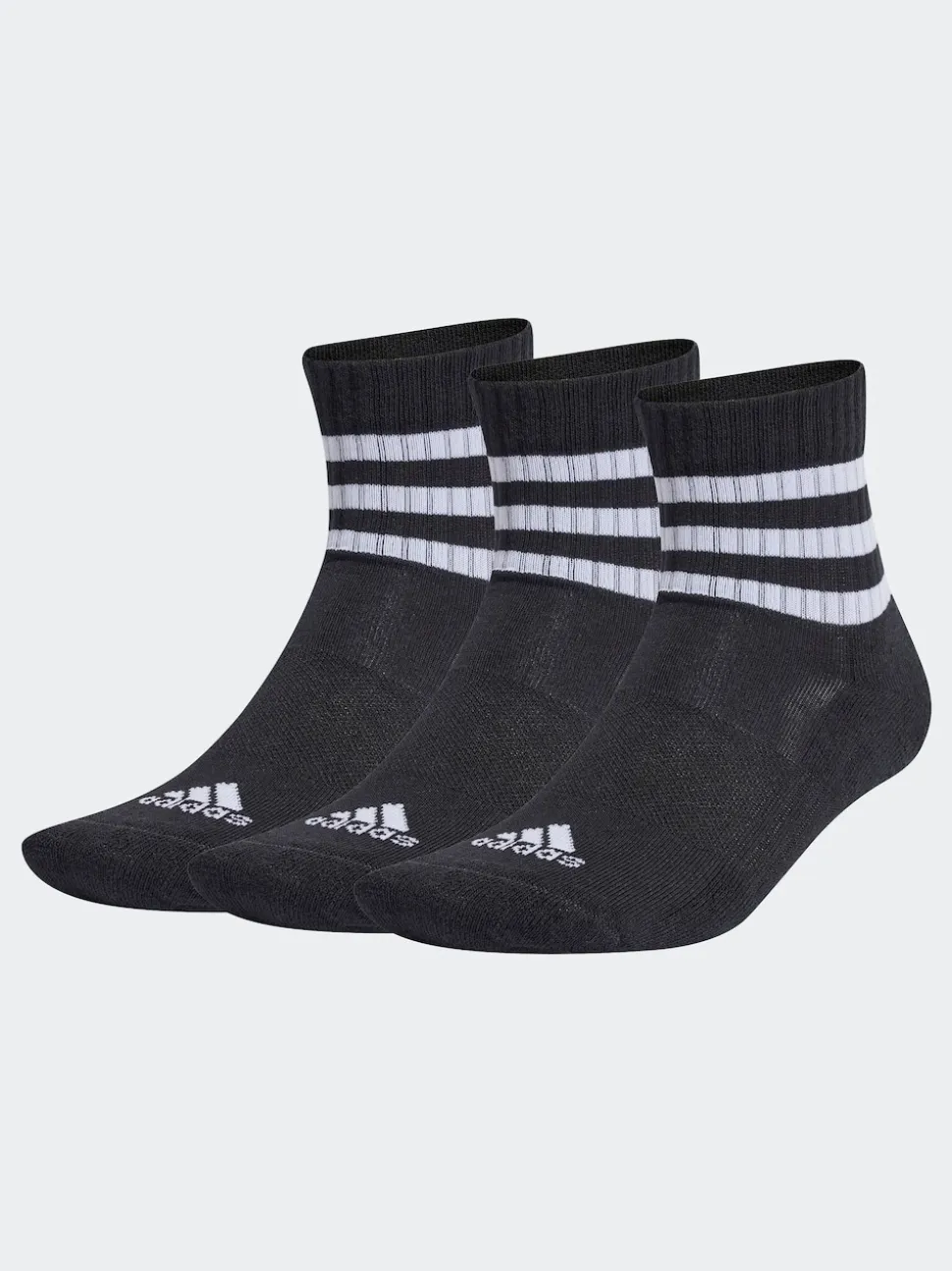 adidas Black 3-Stripes Cushioned Sportswear Low Cut Socks 3 Pack