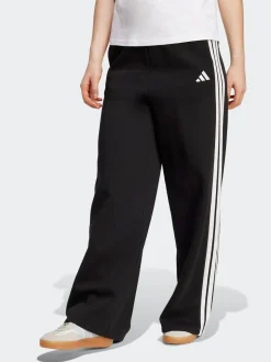 adidas Black 3-Stripes Fleece Wide Leg Trousers