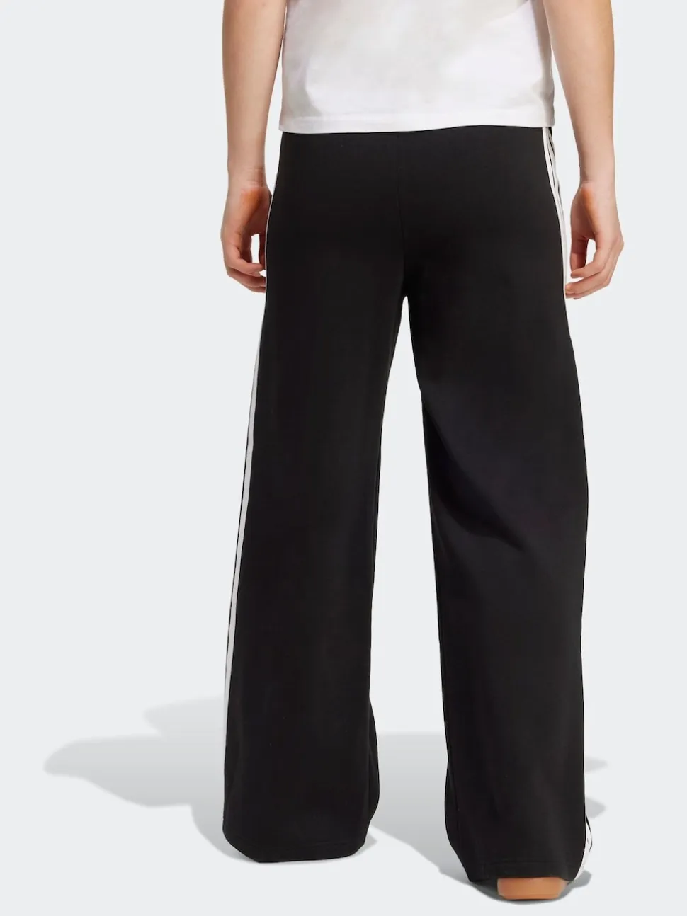 adidas Black 3-Stripes Fleece Wide Leg Trousers