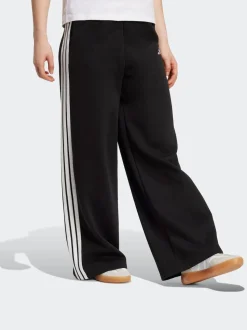 adidas Black 3-Stripes Fleece Wide Leg Trousers