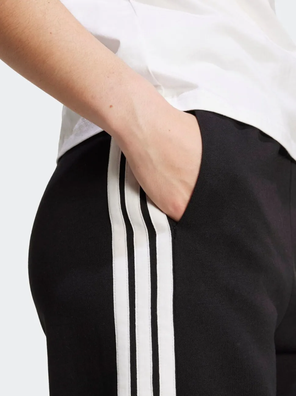 adidas Black 3-Stripes Fleece Wide Leg Trousers