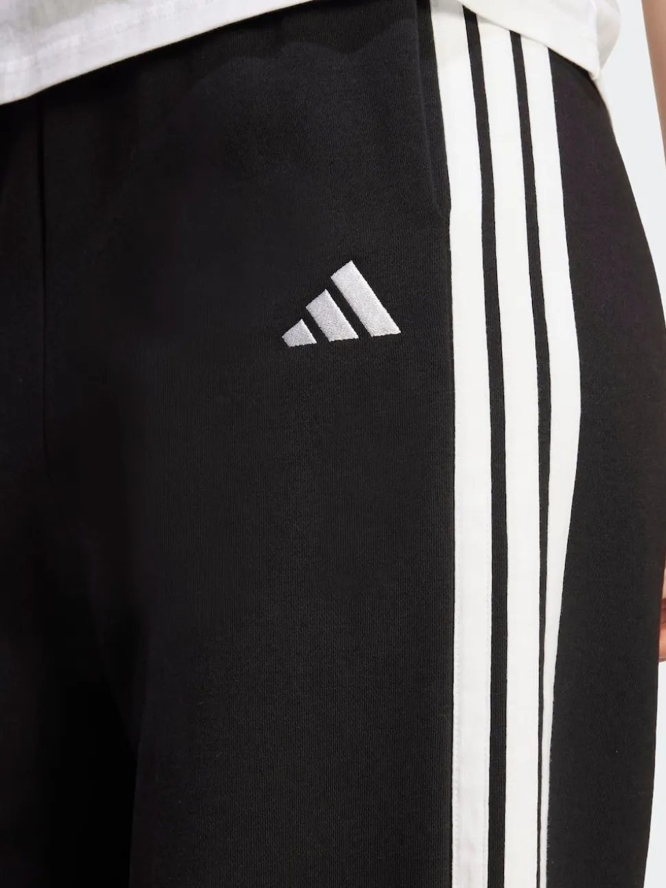 adidas Black 3-Stripes Fleece Wide Leg Trousers