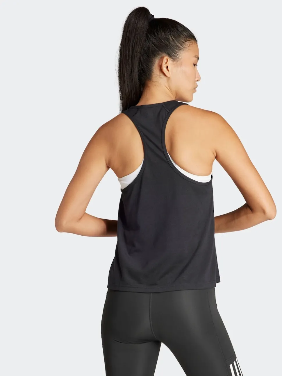 adidas Black Train Essentials Minimal Branding Racerback Tank Vests