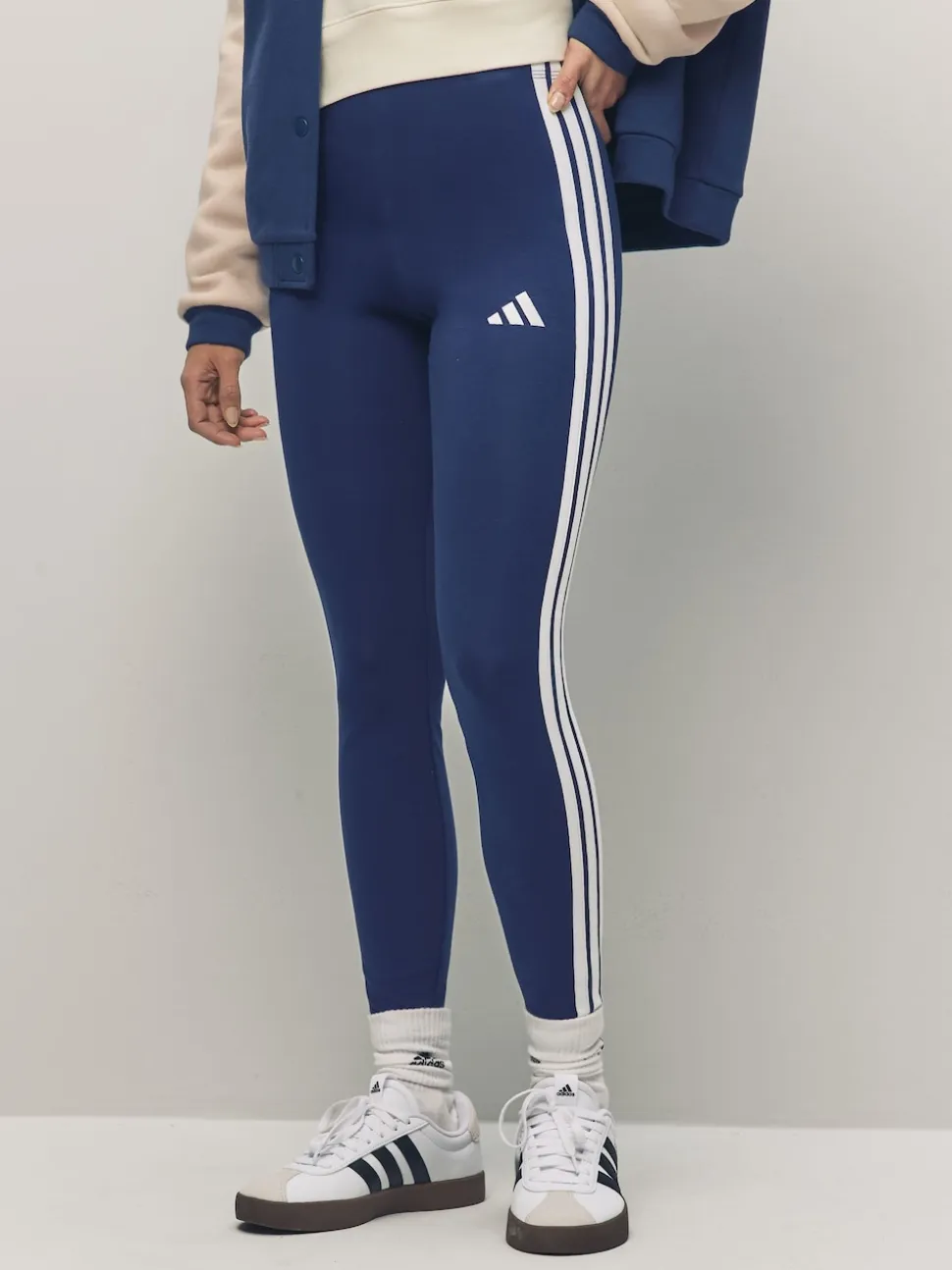 adidas Blue Essentials 3-Stripes Cotton Leggings