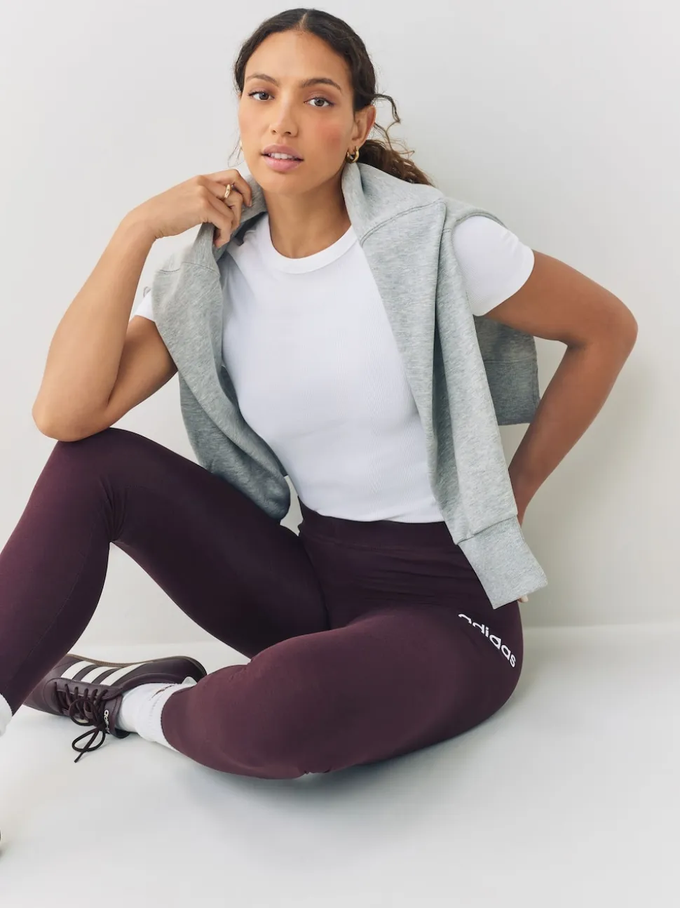 adidas Brown Essentials Linear Cotton Leggings