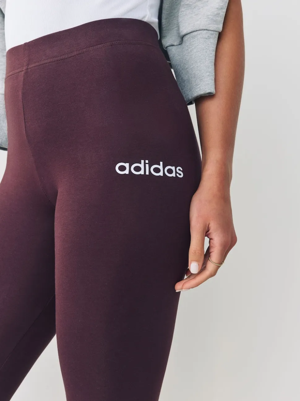 adidas Brown Essentials Linear Cotton Leggings
