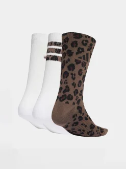 adidas Brown Leopard Print Crew Socks 3 Pack
