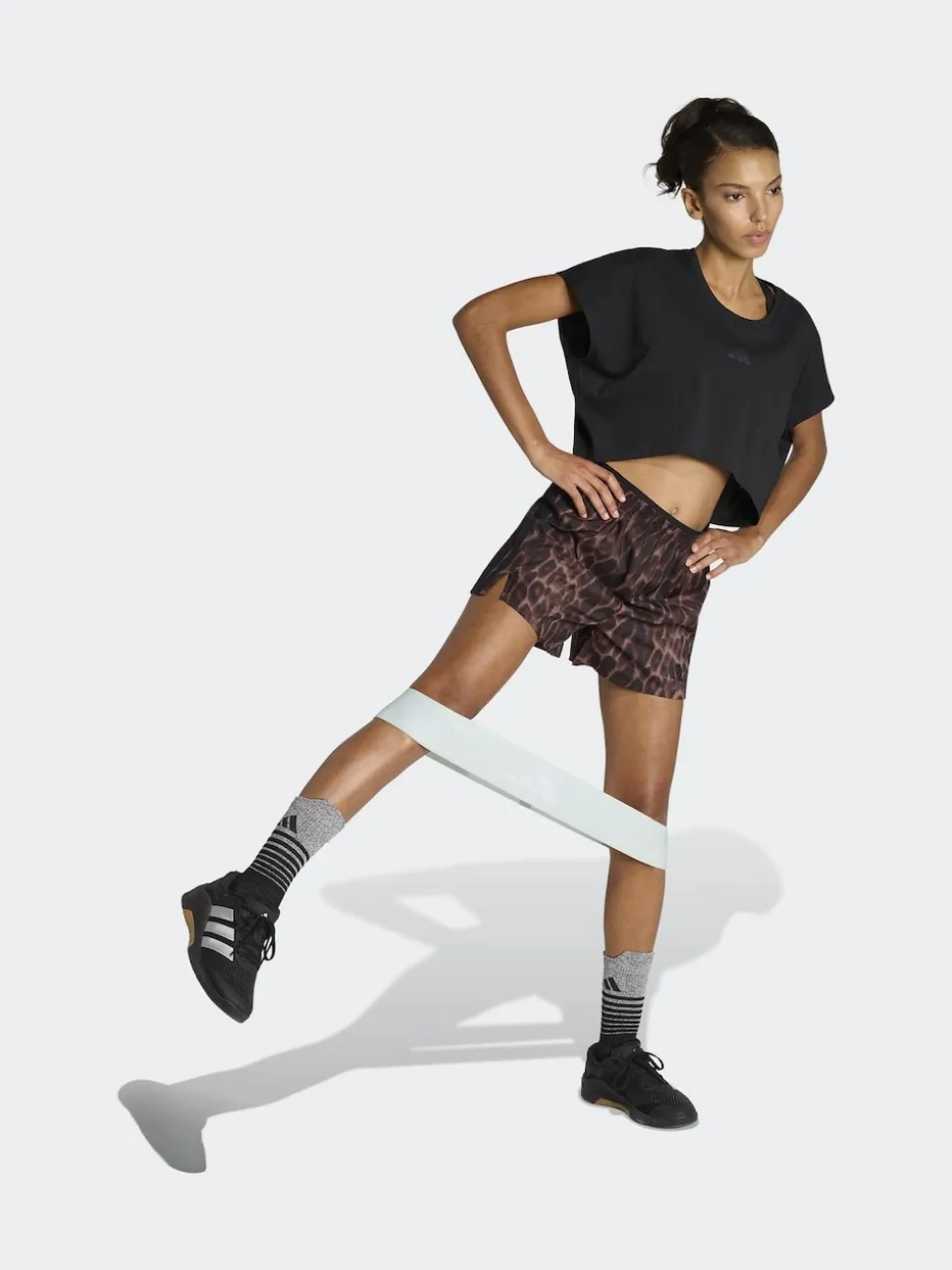 adidas Brown Workout Essentials Leopard Woven Shorts