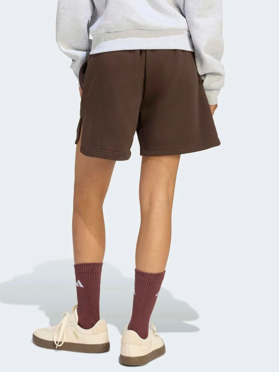 adidas Dark Brown 3 Stripe Studio Fleece Shorts