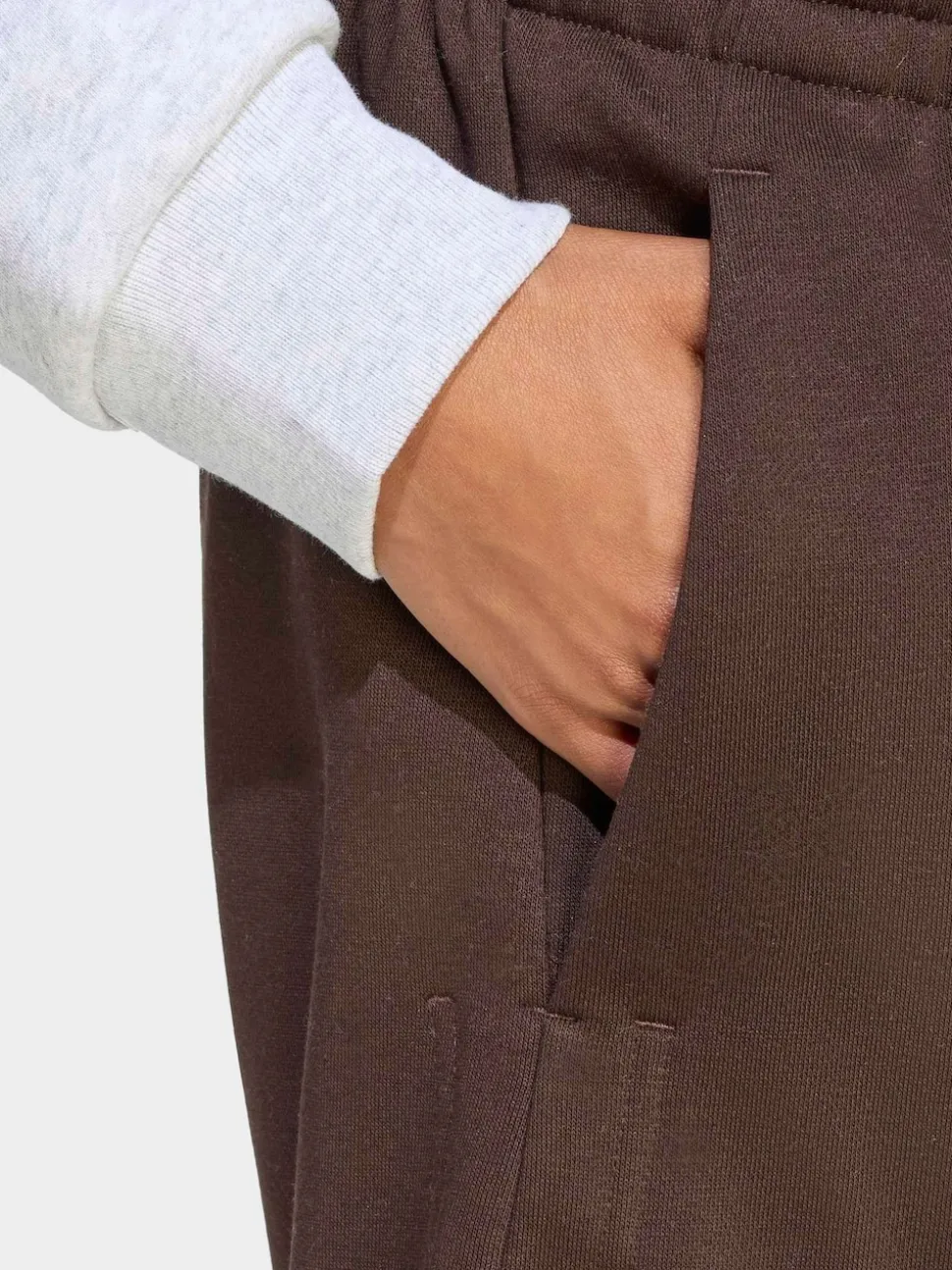 adidas Dark Brown 3 Stripe Studio Fleece Shorts
