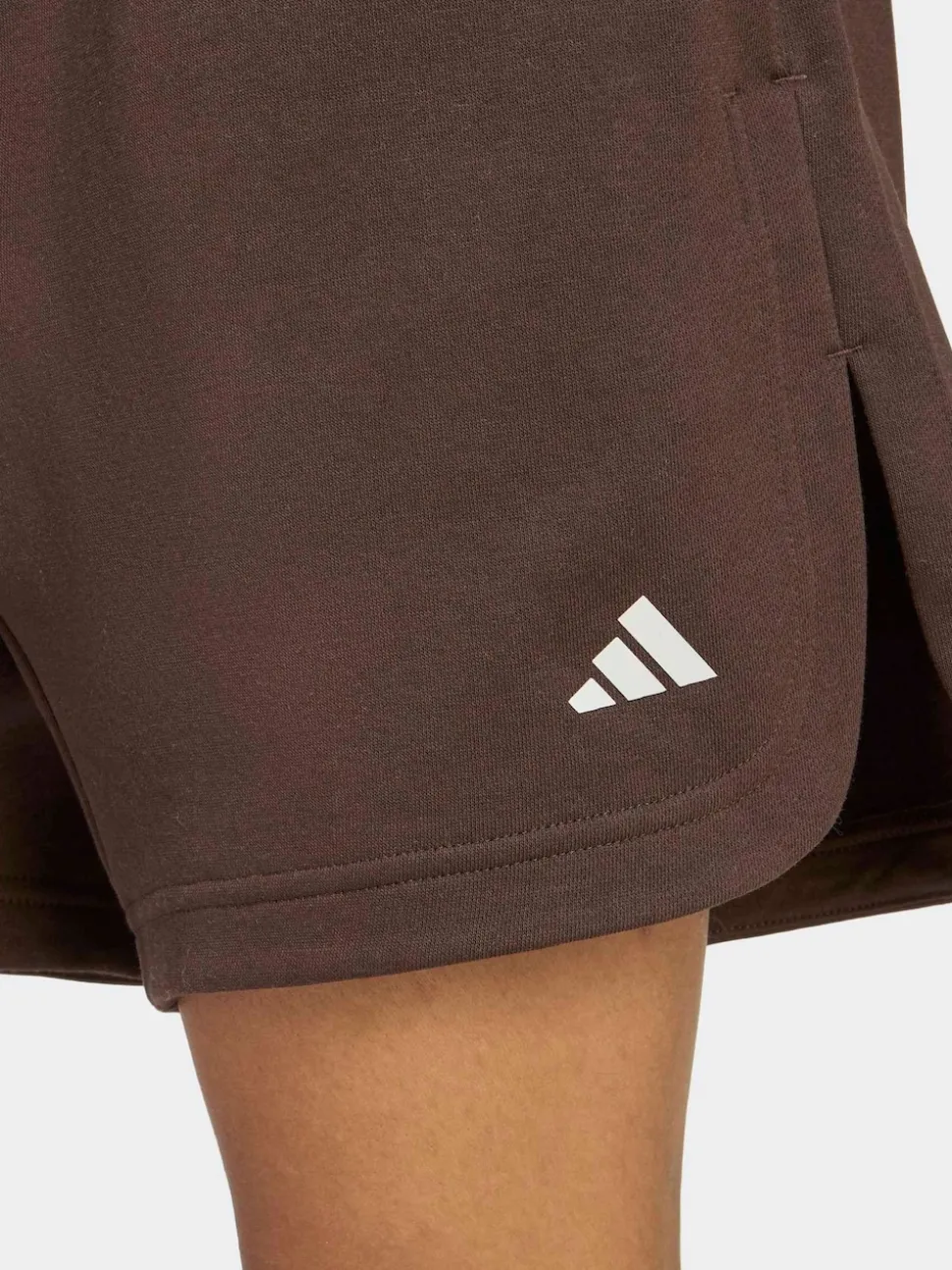 adidas Dark Brown 3 Stripe Studio Fleece Shorts