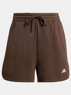adidas Dark Brown 3 Stripe Studio Fleece Shorts