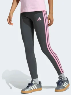 adidas Dark Grey Essentials 3-Stripes Cotton Leggings