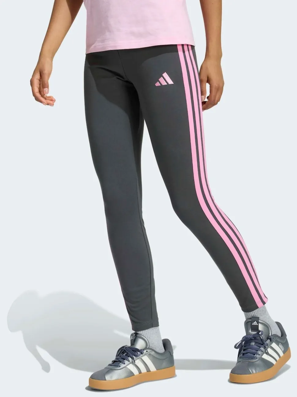 adidas Dark Grey Essentials 3-Stripes Cotton Leggings