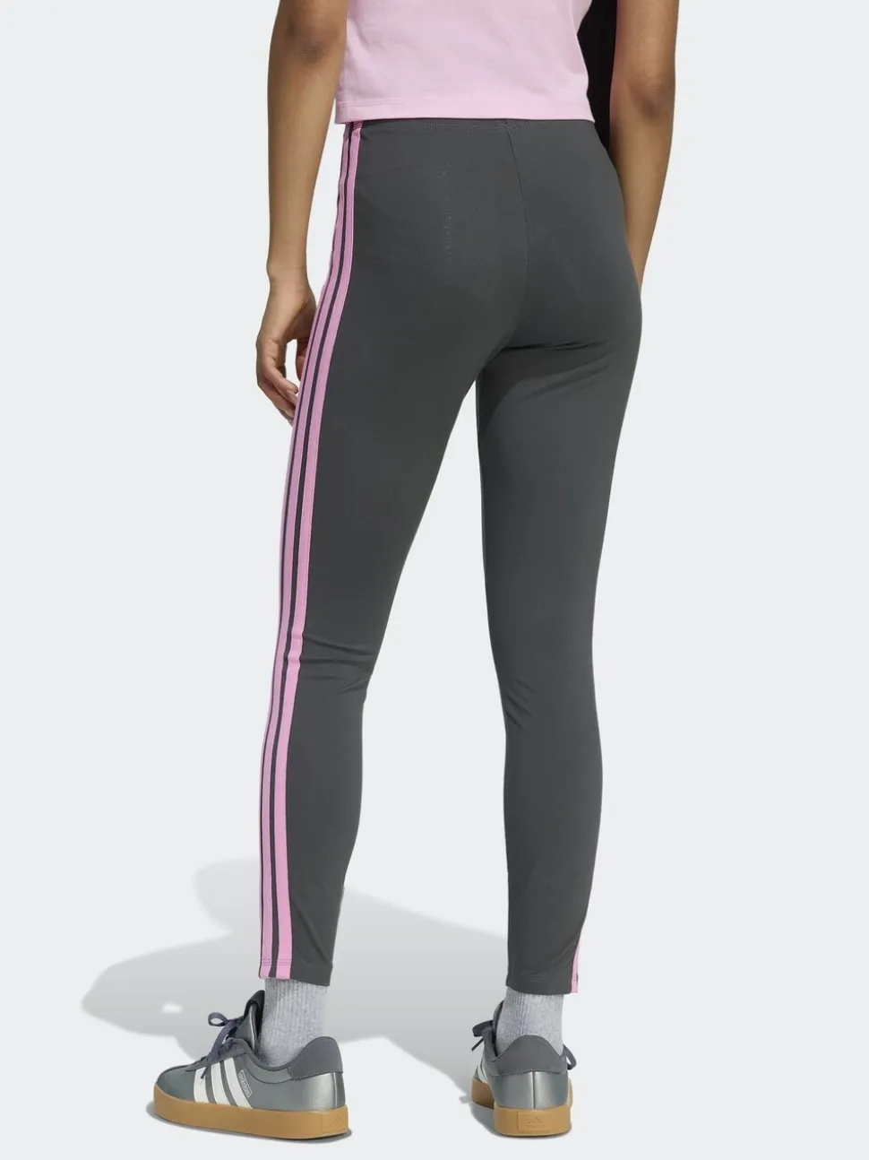 adidas Dark Grey Essentials 3-Stripes Cotton Leggings