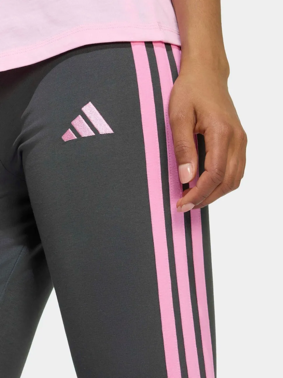 adidas Dark Grey Essentials 3-Stripes Cotton Leggings