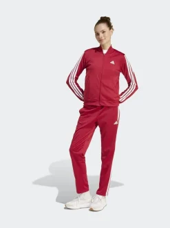 adidas Dark Red Essentials 3-Stripes Tracksuit