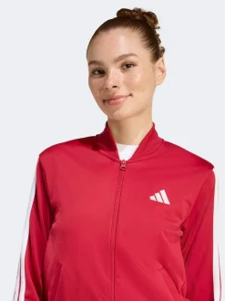 adidas Dark Red Essentials 3-Stripes Tracksuit