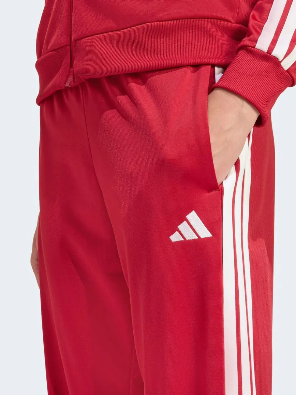 adidas Dark Red Essentials 3-Stripes Tracksuit