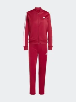 adidas Dark Red Essentials 3-Stripes Tracksuit