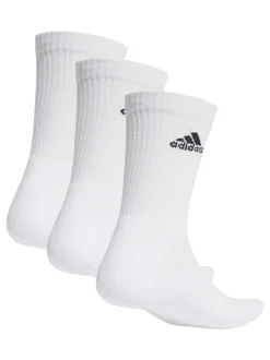 adidas Dove White 3 Pack Cushioned Crew Socks