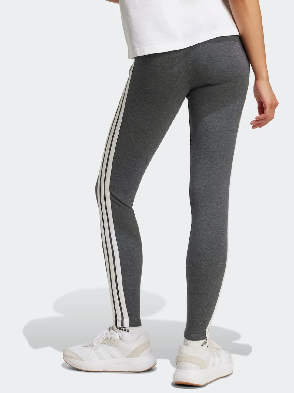 adidas Grey Essentials 3-Stripes Cotton Leggings