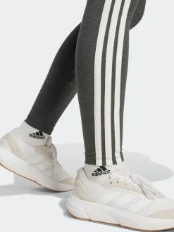adidas Grey Essentials 3-Stripes Cotton Leggings