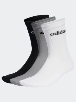 adidas Grey Linear Crew Cushioned Socks 3 Pack