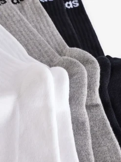 adidas Grey Linear Crew Cushioned Socks 3 Pack