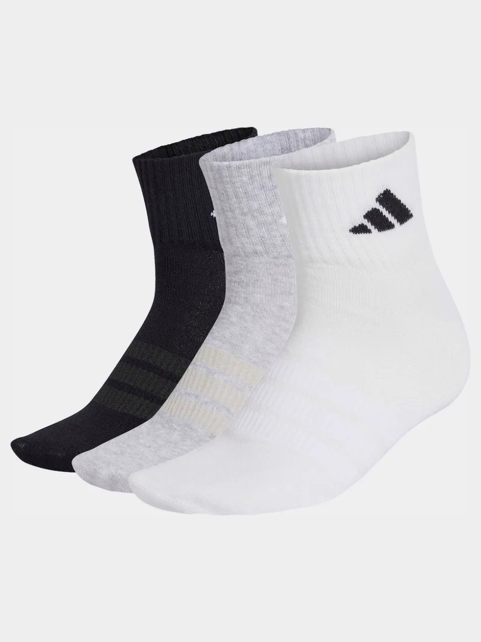 adidas Grey Thin Light Sportswear Ankle Socks 3 Pack