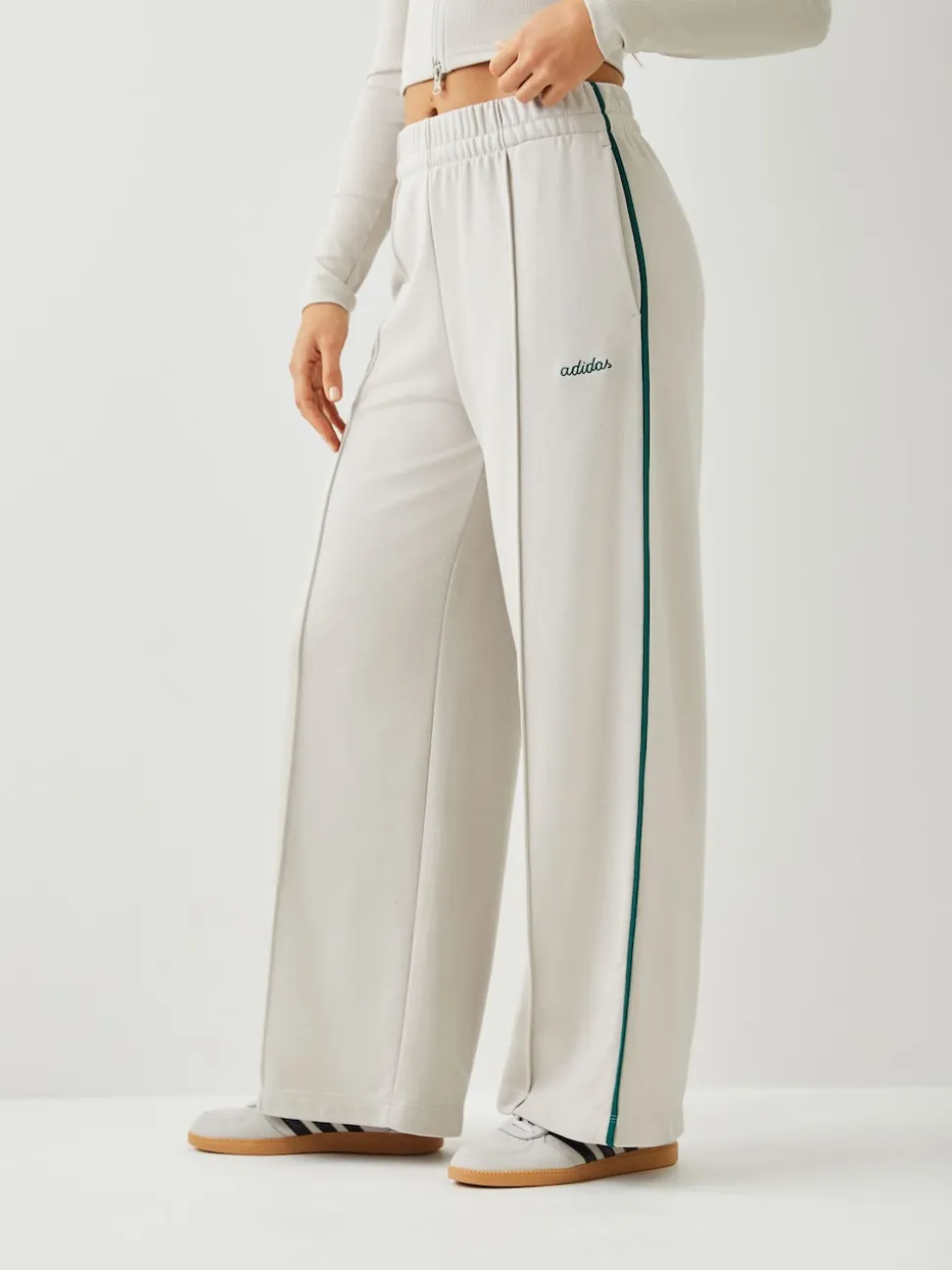 adidas Grey/Green Colourpop Wide Leg Trousers