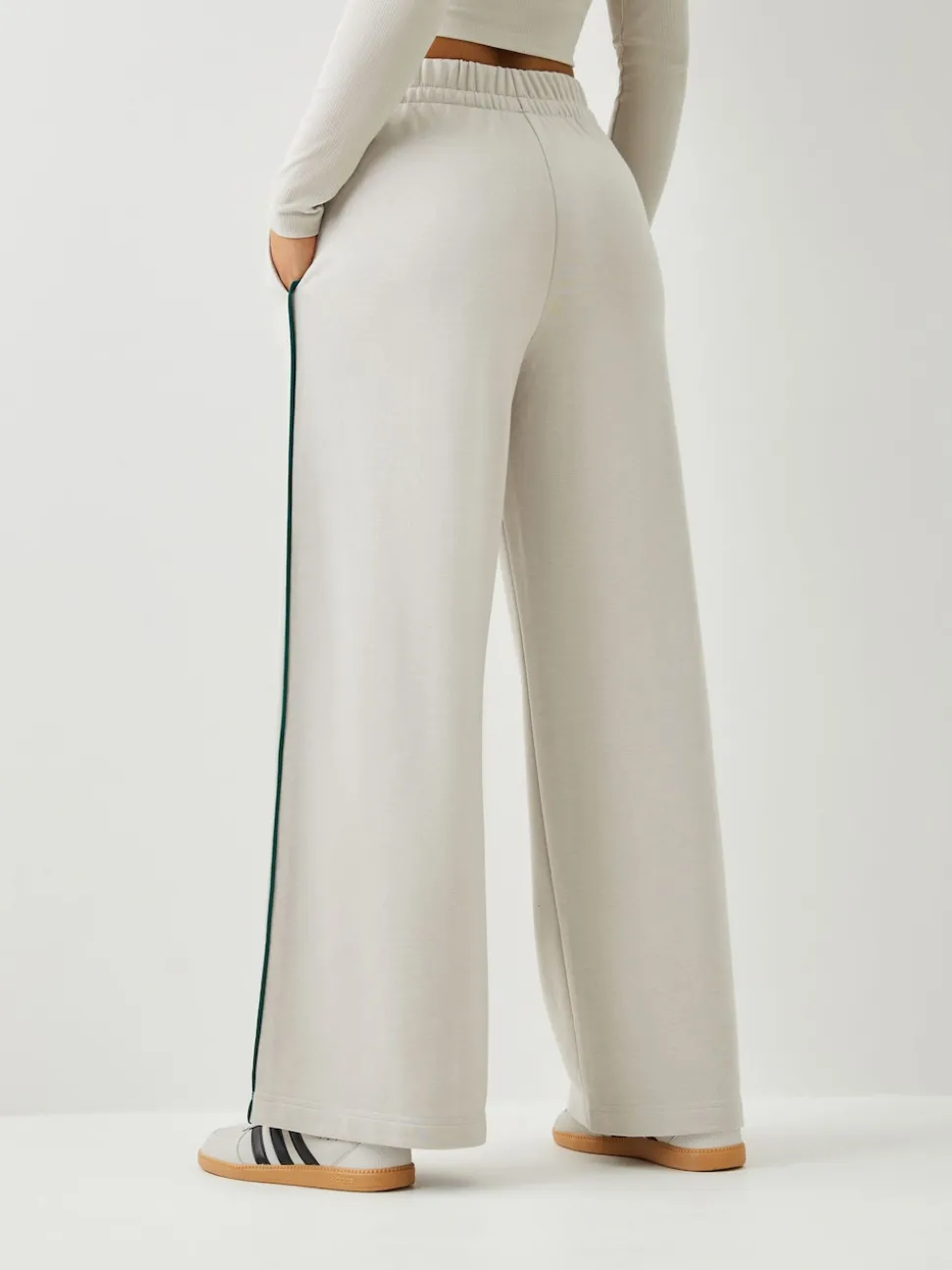 adidas Grey/Green Colourpop Wide Leg Trousers