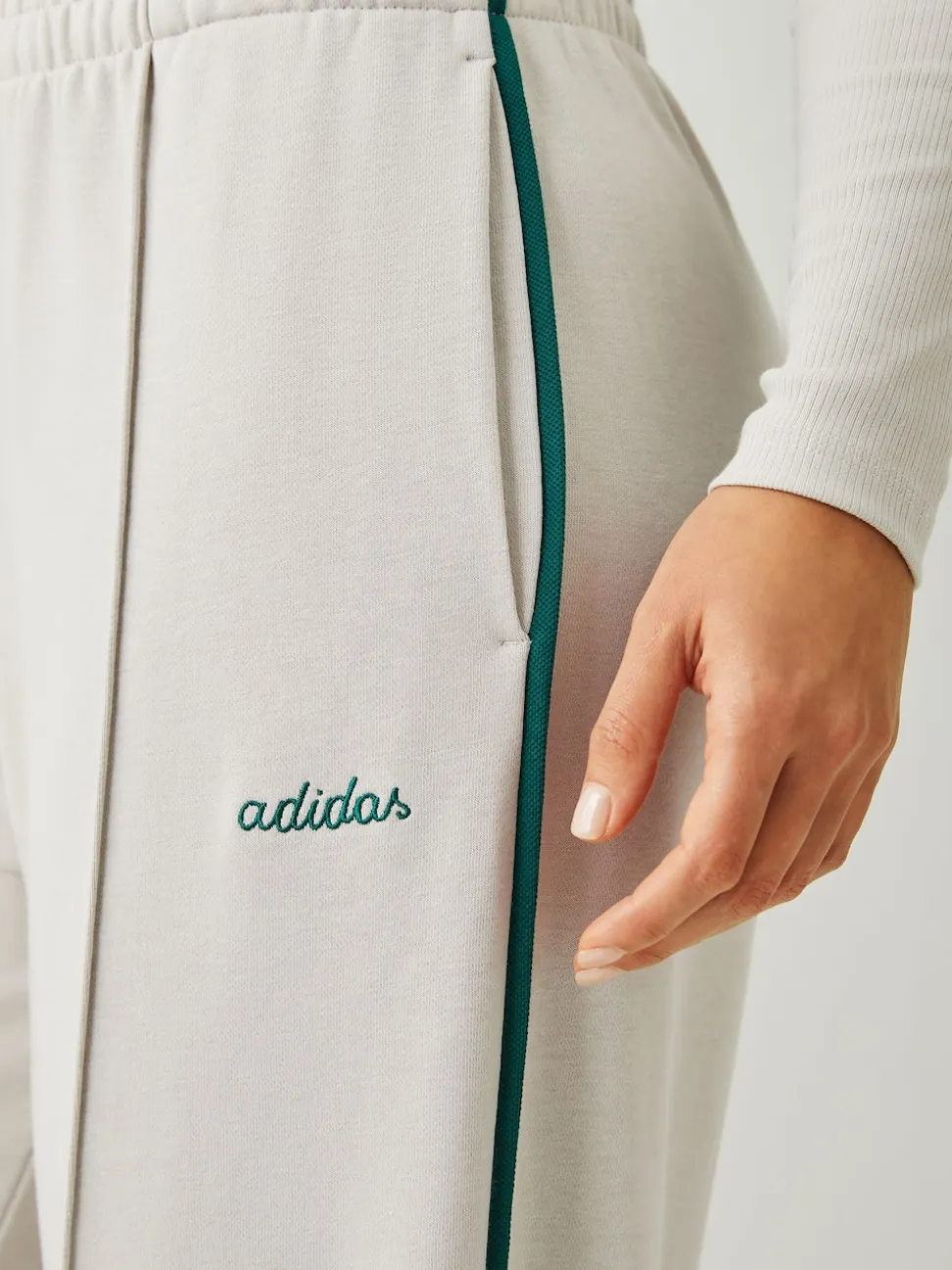 adidas Grey/Green Colourpop Wide Leg Trousers