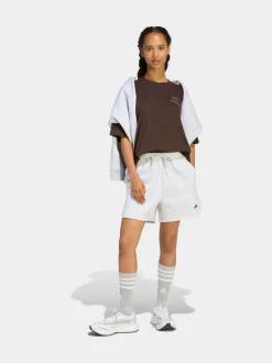 adidas Light Grey 3 Stripe Studio Fleece Shorts