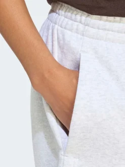 adidas Light Grey 3 Stripe Studio Fleece Shorts