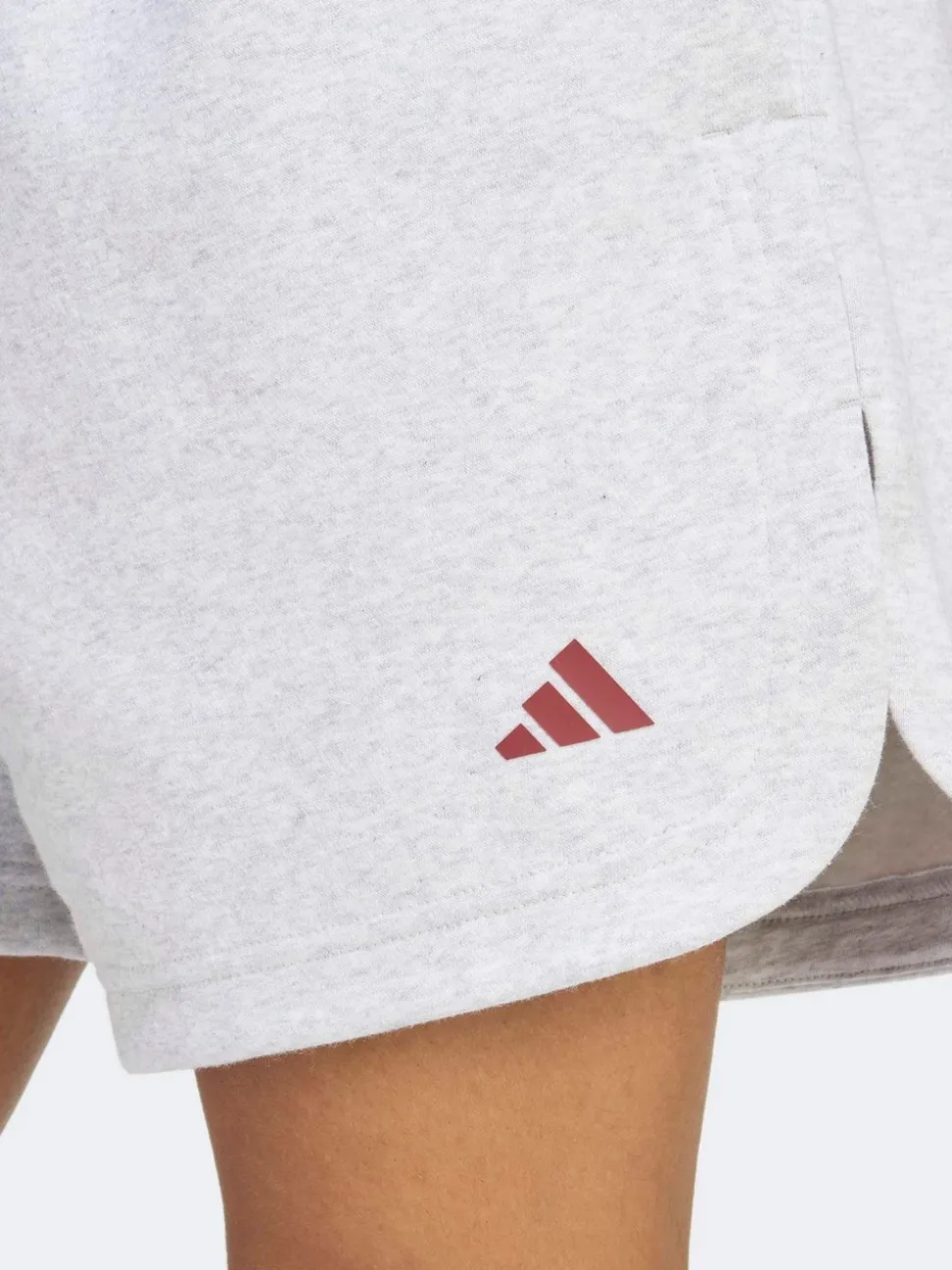 adidas Light Grey 3 Stripe Studio Fleece Shorts