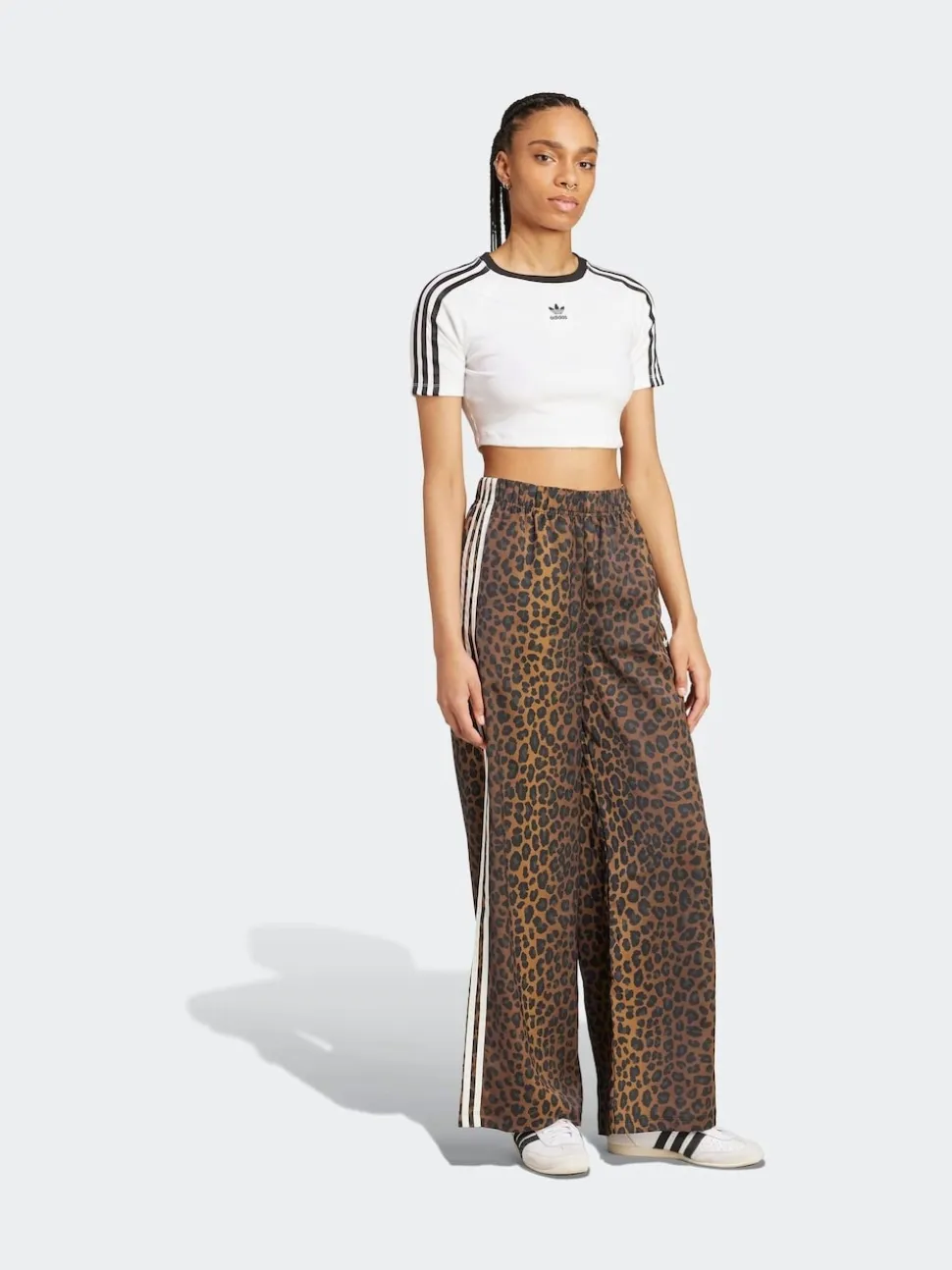 adidas Originals Animal Print Satin Wide Leg Trousers