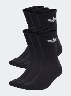 adidas Originals Black Dark Trefoil Crew Socks 6 Pack