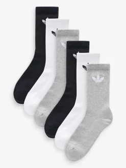 adidas Originals Black Trefoil Crew Socks 6 Pack