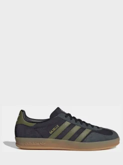 adidas Originals Black/Green Gazelle Indoor Trainers