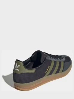 adidas Originals Black/Green Gazelle Indoor Trainers