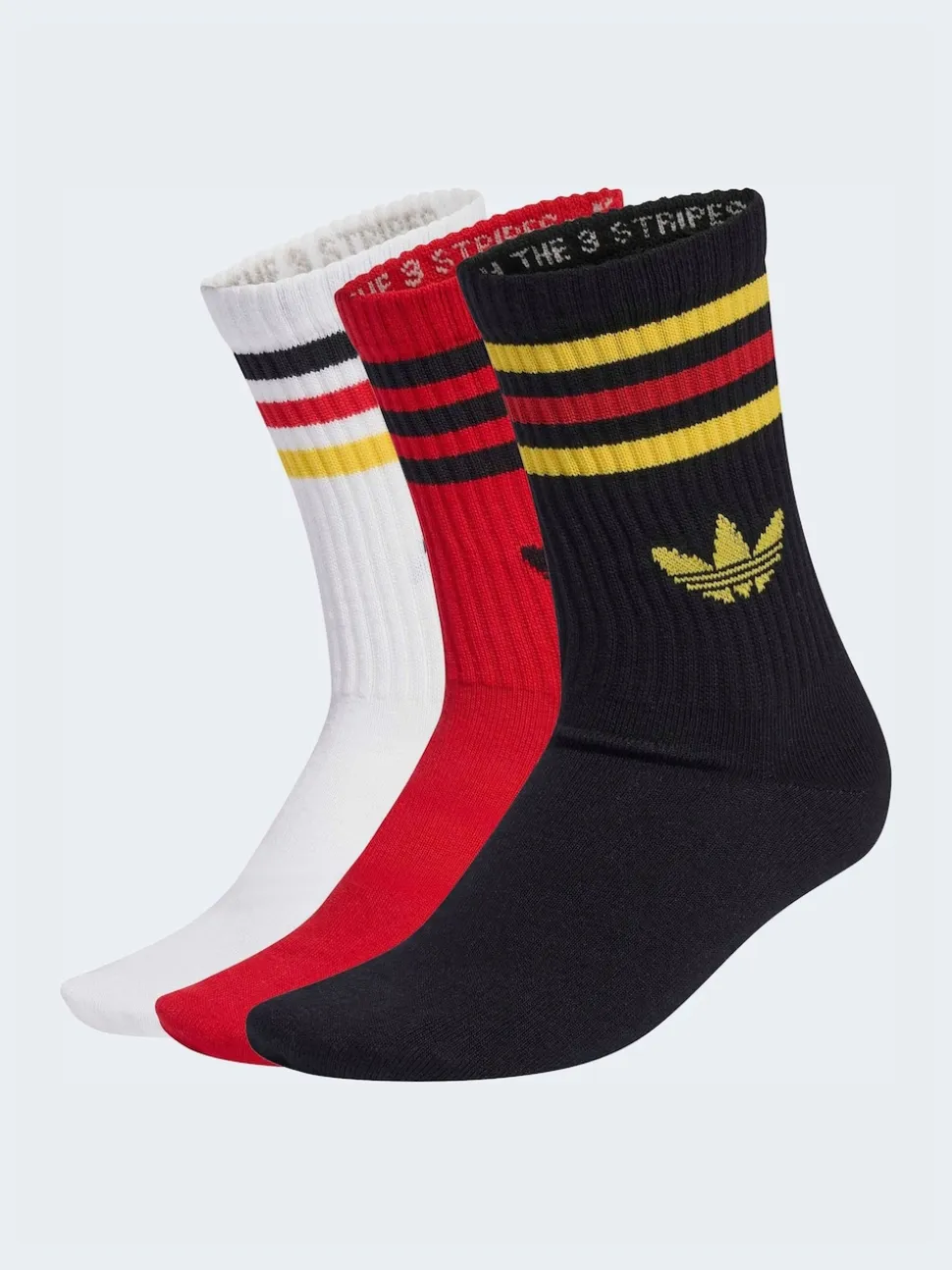 adidas Originals Black/Red Crew 3-Stripes Crew Socks 3 Pairs